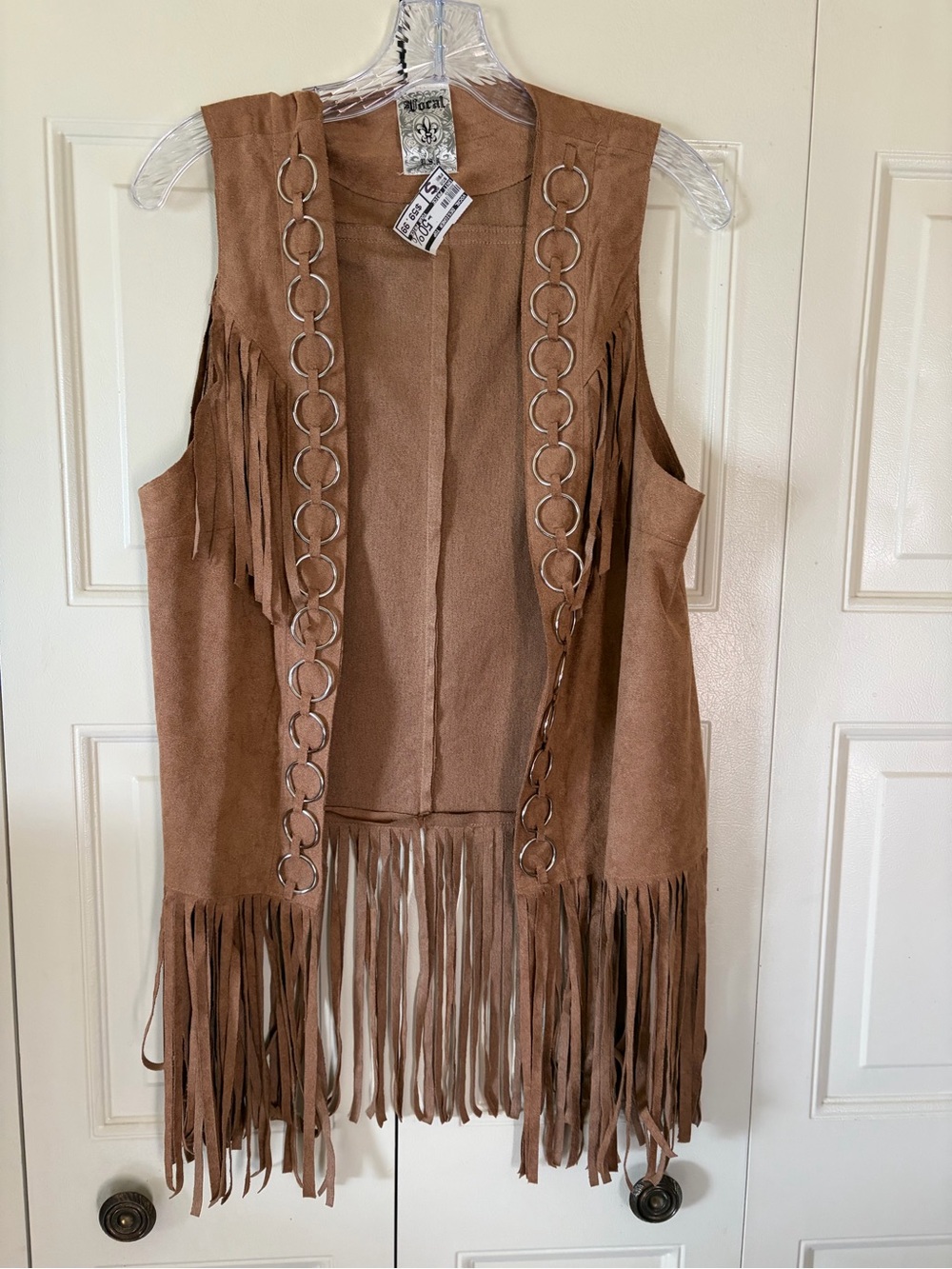 Cowgirl Boho Retro Fringe Vest NWT 70s Gypsy Rodeo Festival Layer Faux Suede SM